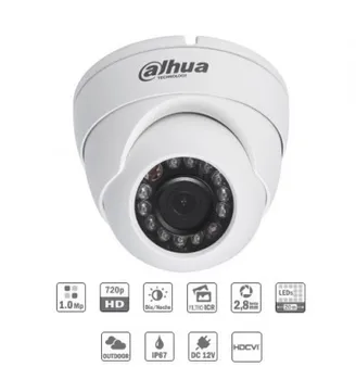 

Surveillance camera Dome IP HDCVI 1M 720P DN ICR IR20m 0Lux 2.8mm IP67 brand dahua