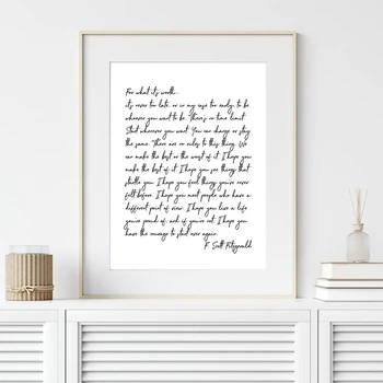 

Scott Fitzgerald Poem Prints For What it's Worth Quote Poster Poetry Inspirational Wall Art Canvas Painting Picture Home Decor