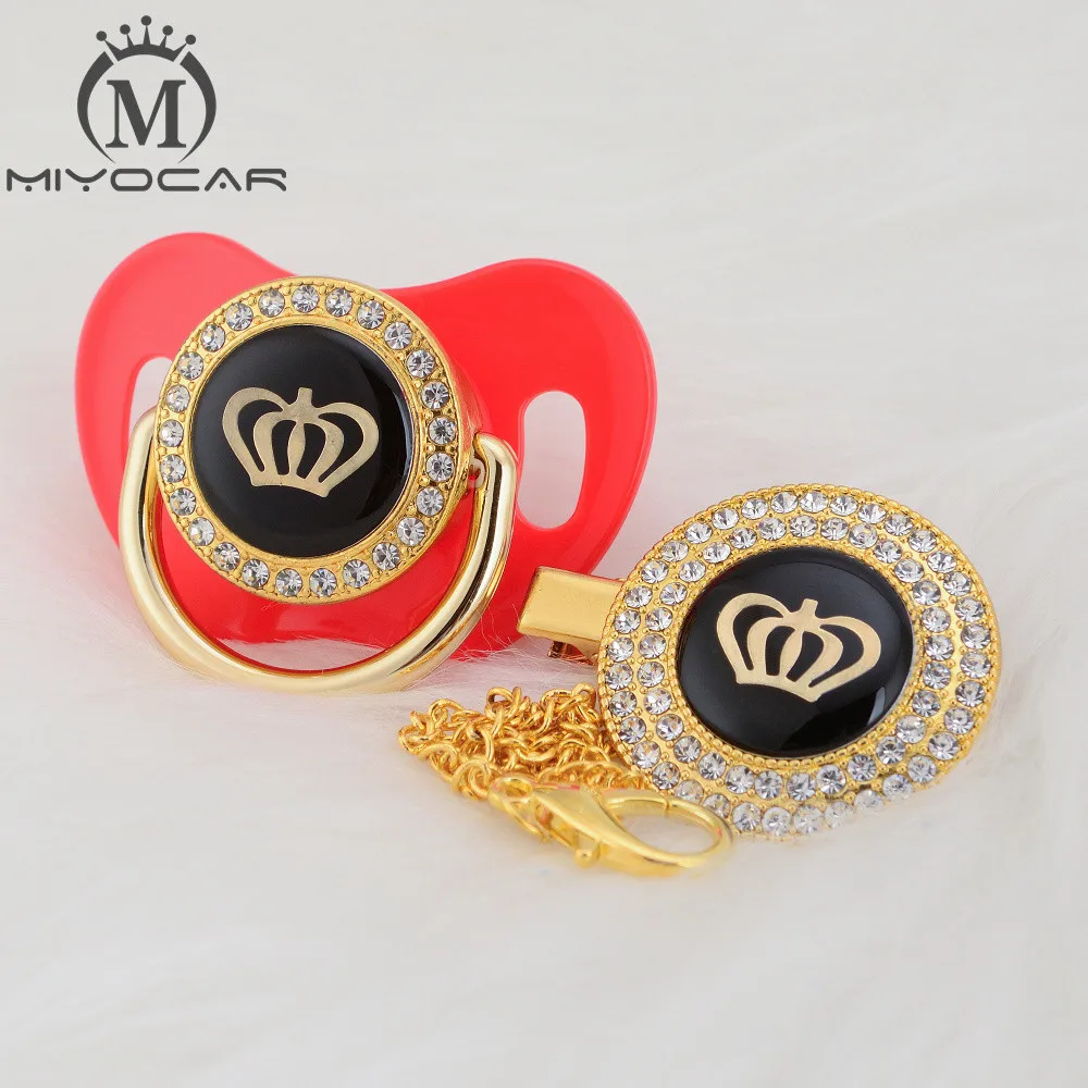 MIYOCAR, золотые, серебряные, блестящие стразы, корона, красивая, шикарная соска и соска, клипса, BPA бесплатно, пустышка, блестящий, уникальный дизайн, GCR2