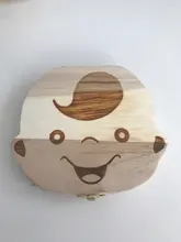 Diente de bebé caja de francés/inglés/español/ruso/italiano de madera organizador para dientes de leche de los muchachos de las muchachas de recuerdos para bebés regalo