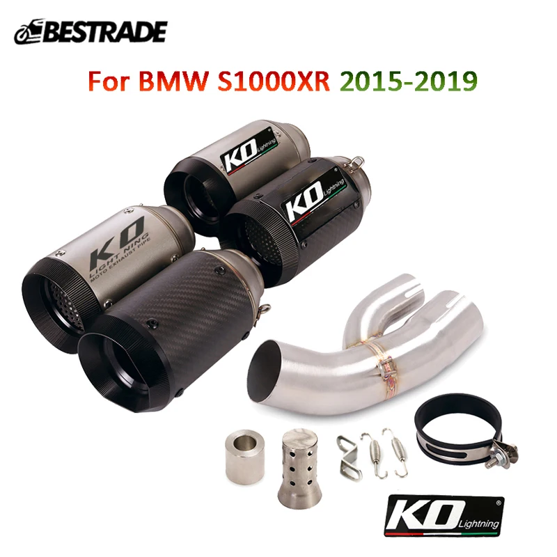 

Exhaust System Modified For BMW S1000XR 2015-2019 Mid Middle Link Pipe Slip On 51mm Exhaust Muffler Stainless Steel Carbon Fiber