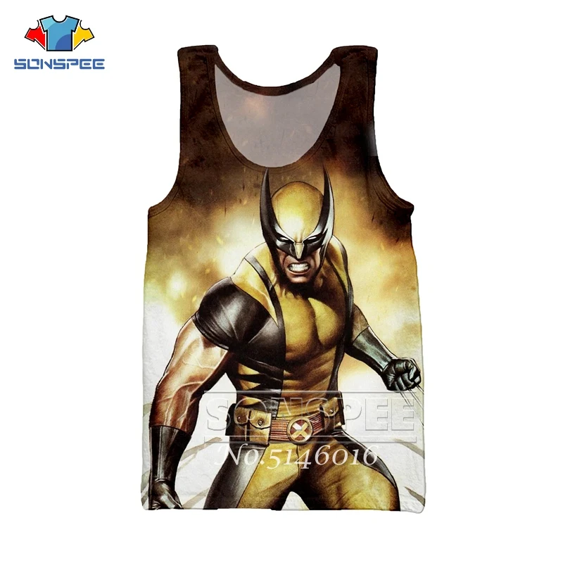 SONSPEE Comic мультфильм Marvel супергерой X-men 3D печать рубашки без рукавов высококачественная одежда летняя мужская майка жилет t98