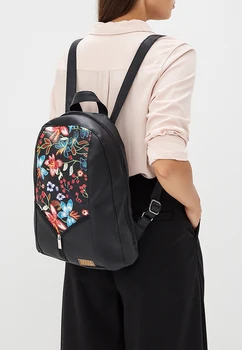 

Backpack of экокожи/OUTFIT/black floral print