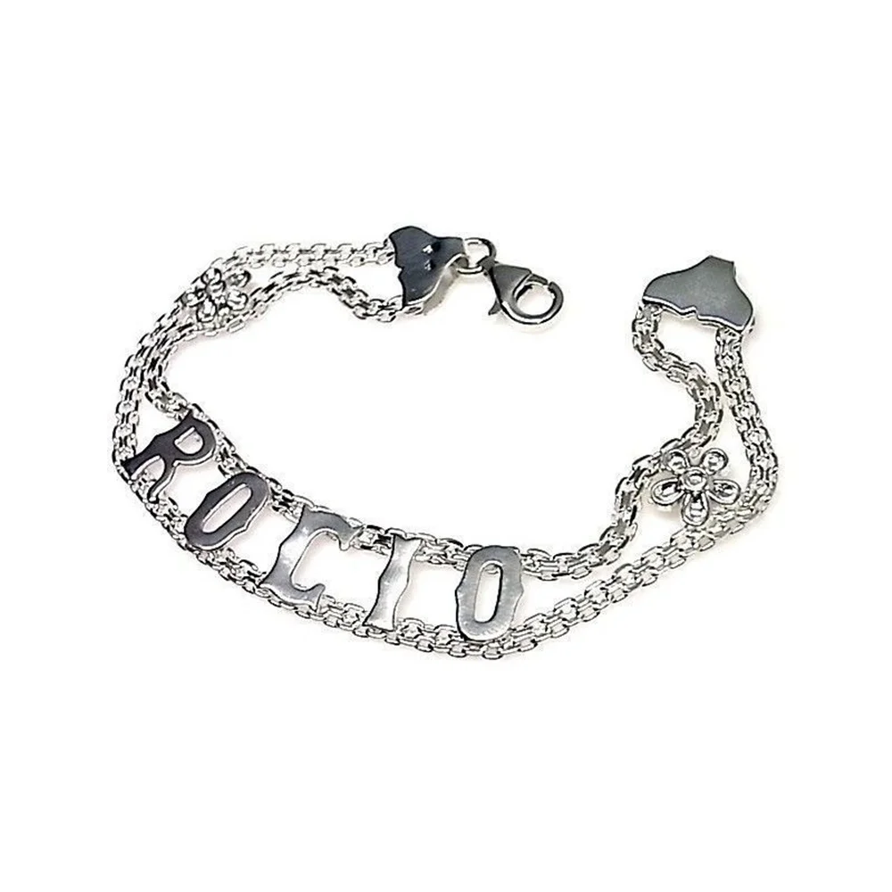 Pulsera personalizada con cualquier nombre o palabra de Plata ley un regalo especial para una mujer elegante|Индивидуальные