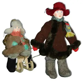 

Doll author's Galina Maslennikova а2-23-4 composition two brothers on sledge 3 items