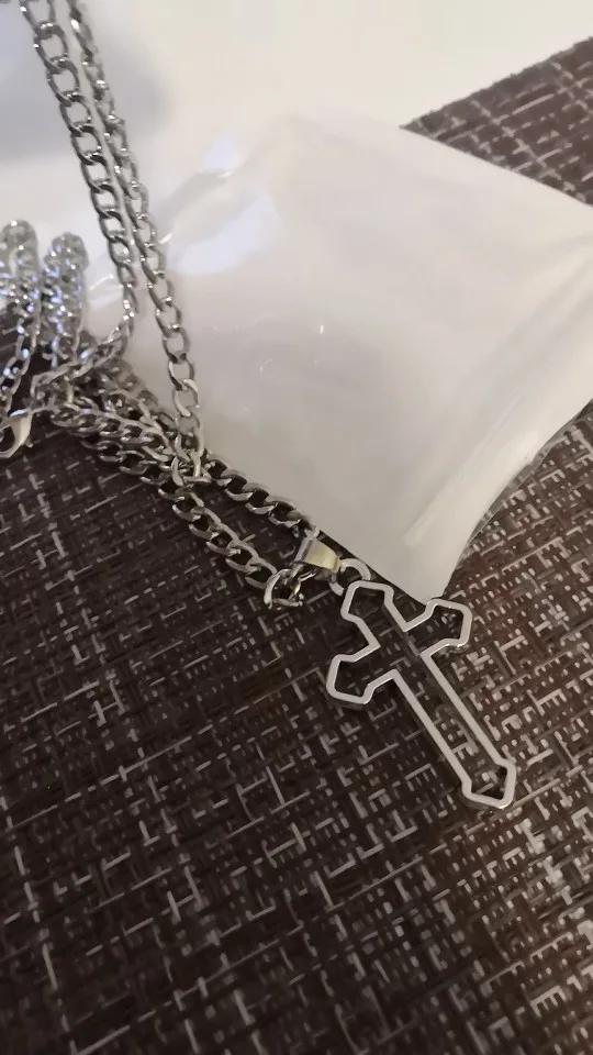 Chain Necklace  with Gothic Hollow Cross Pendant E-girl photo review