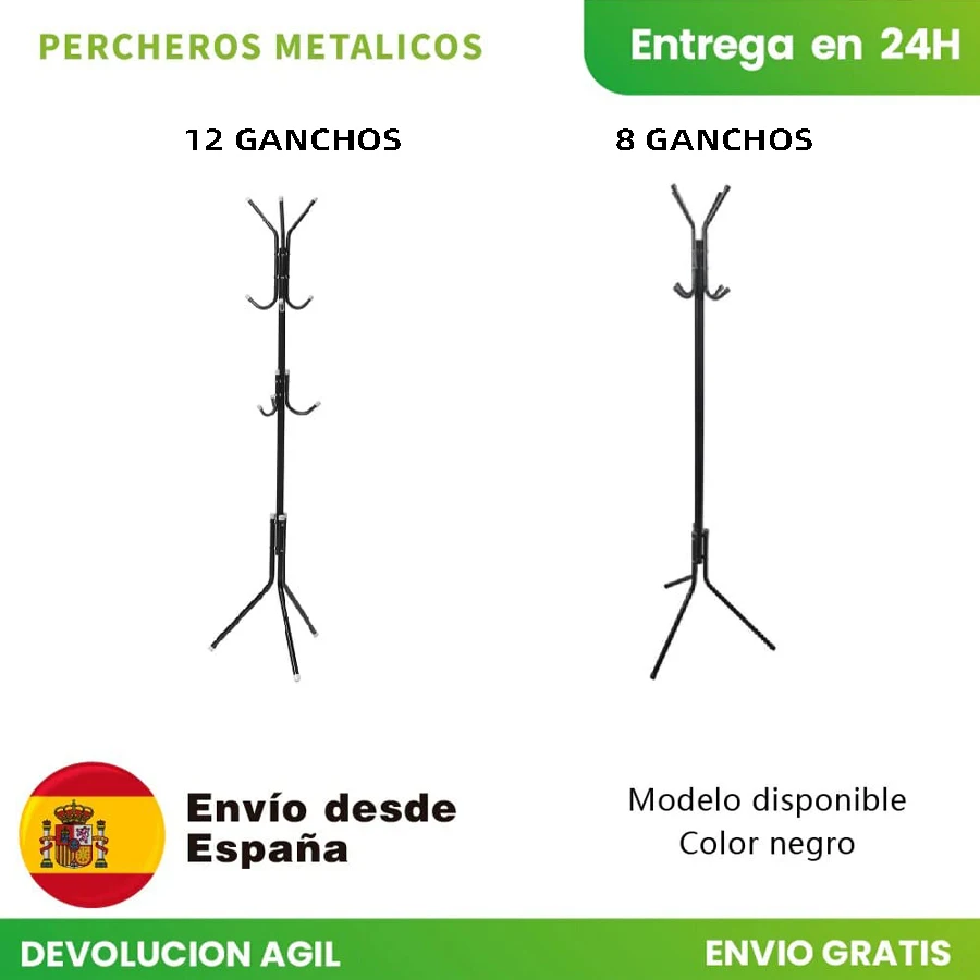 Metal coat rack standing tree clothes home lobby office floor standing