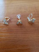 Pendientes elegantes con Clip de mariposa y cristal para mujer, sin Piercing, cartílago falso, bonitos llamativos, coreanos, regalos, 2020