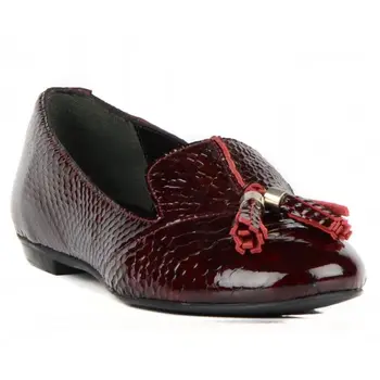 

FootCourt- Bordeaux Flats For Women Patent Leather Wedding Party Shoes Dancing Uniform Shoes Made in Turkey