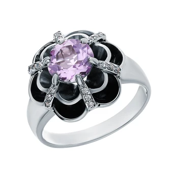 

Silver ring with amethyst and cubic zirconia sunlight sample 925