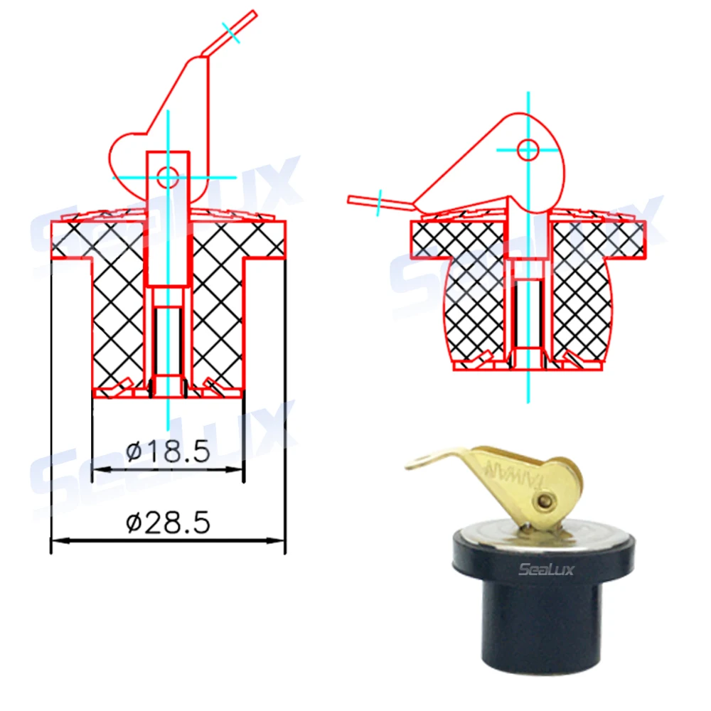 Sealux Baitwell-Stecker, Messing, Schraubtyp, Kompressionsstopfen, Ablaufstopfen, Boot, Marine, Kühler, Rümpfe, erweiterbarer Gummi für Yacht – Detail 5