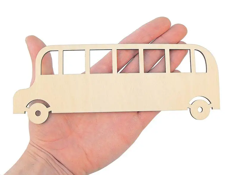 

Wooden School Bus (20cm) Shape Cut Art Projects Craft Decoration Gift Decoupage Ornament 0544