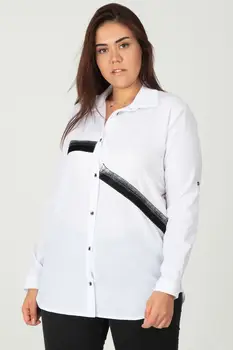 

Sans Textile Women Sim Detailed Sleeve Length Adjustable Poplin Shirt 65 N15531