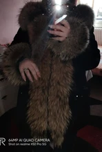 BLUENESSFAIR-Chaqueta larga impermeable de invierno para mujer, abrigo de piel de zorro y mapache Natural, ropa de calle extraíble, 2020