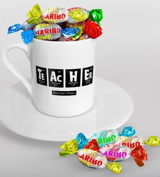 

Personalized Teacher Turkish coffee Cup and Haribo Candy Gift Seti-2
