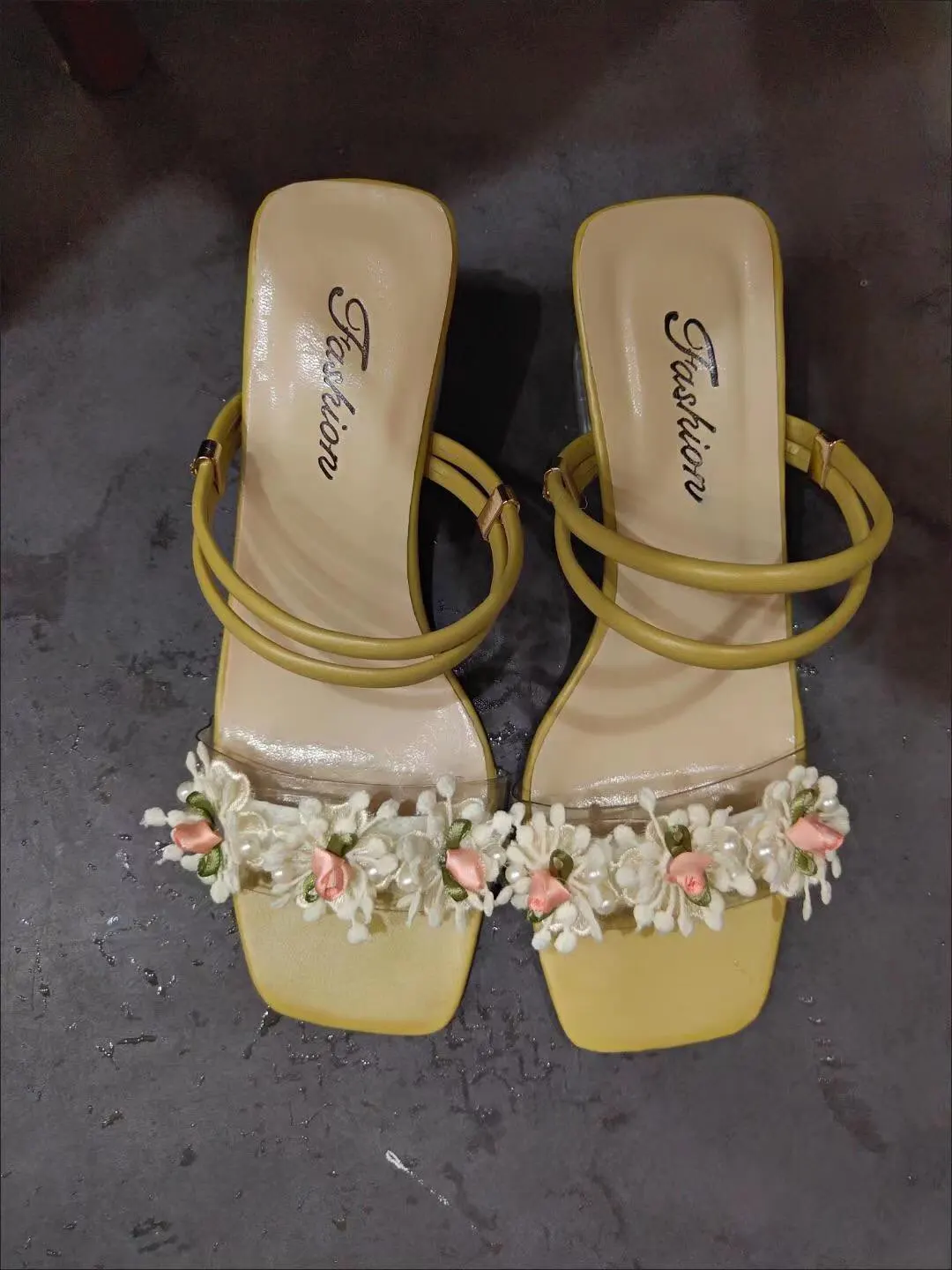 Square Heel Lace Floral Sandals photo review