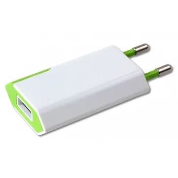 

USB charger 1A compact EU plug white/green
