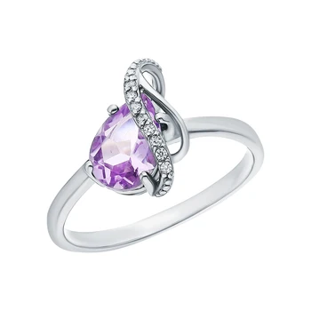 

Silver ring with amethyst and cubic zirconia sunlight sample 925