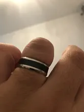 Anillo de fibra de carbono de acero inoxidable para hombre y mujer, accesorios de joyería para parejas, Color negro y plateado