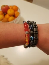 Pulsera de piedra Natural de 7 Chakras, Cristal púrpura, piedra de Ojos de Tigre, pulsera de cuentas de piedra redonda de siete pulsos para Yoga