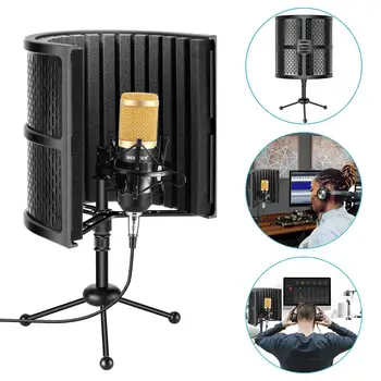 

Neewer Tabletop Compact Microphone Isolation Shield with Absorbing Foam, Conderser Microphone, Shock Mount, Tripod, Audio Cable