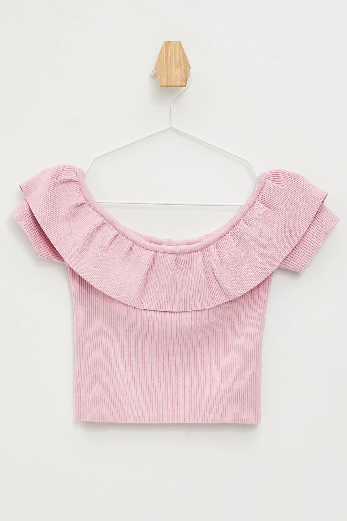 DeFacto Sexy Women Fashion Ruffles Neck Tops Female Casual Slim Short Sleeve Ladies Off-shoulder Shirt Summer - M2774AZ19HS | Женская