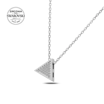 

KUTAYDAN Swarovski Zirconia Cubic Zirconia Triangle Pendant 925 Sterling Silver