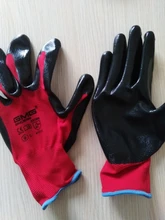 Guantes de trabajo GMG CE EN388, protección de seguridad de nitrilo suave, color rojo y negro, a prueba de aceite, mecánicos, 6 pares, gran oferta