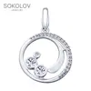 New Price Sokolov silver pendant with cubic zirconia fashion jewelry 925 women's male, pendants for neck women 4000648582964