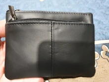 Mini Cartera de piel auténtica con cremallera para hombre y mujer, monedero pequeño y delgado de estilo Vintage
