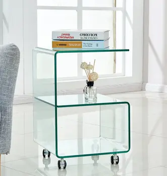 

Table ABIGAIL, wheels, transparent crystal, 40x40 cms