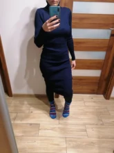 Sweater Dresses Turtleneck Long-Sleeve Slim Bodycon Vestidos Autumn Winter Women Lady