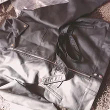 Women's Wild-Jacket Turn-Down-Collar Spring Zipper Black Fashion EAM High-Quality Loose