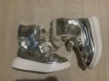 Ankle-Boots Sneakers Warm-Shoes High-Top Women Winter Short Black/sliver LEOSOXS No 