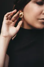 Statement-Earrings Hanging AENSOA Gold-Color Women Fashion Metal for Dangle Jewelry