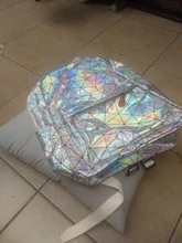 Yogodlns-mochila holográfica geométrica para hombre y mujer, morral de viaje de PVC, bandolera Laser, escolar, informal