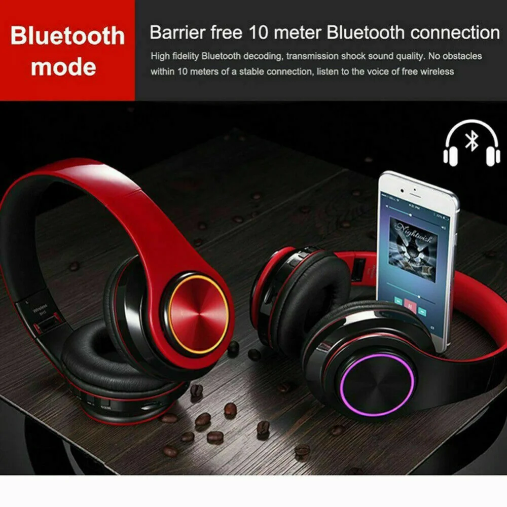 PinZheng Bluetooth Earphones Dual Stereo Wireless Headphones For Smartphone With Mic Headset LED Light Sport Gaming Headphones
