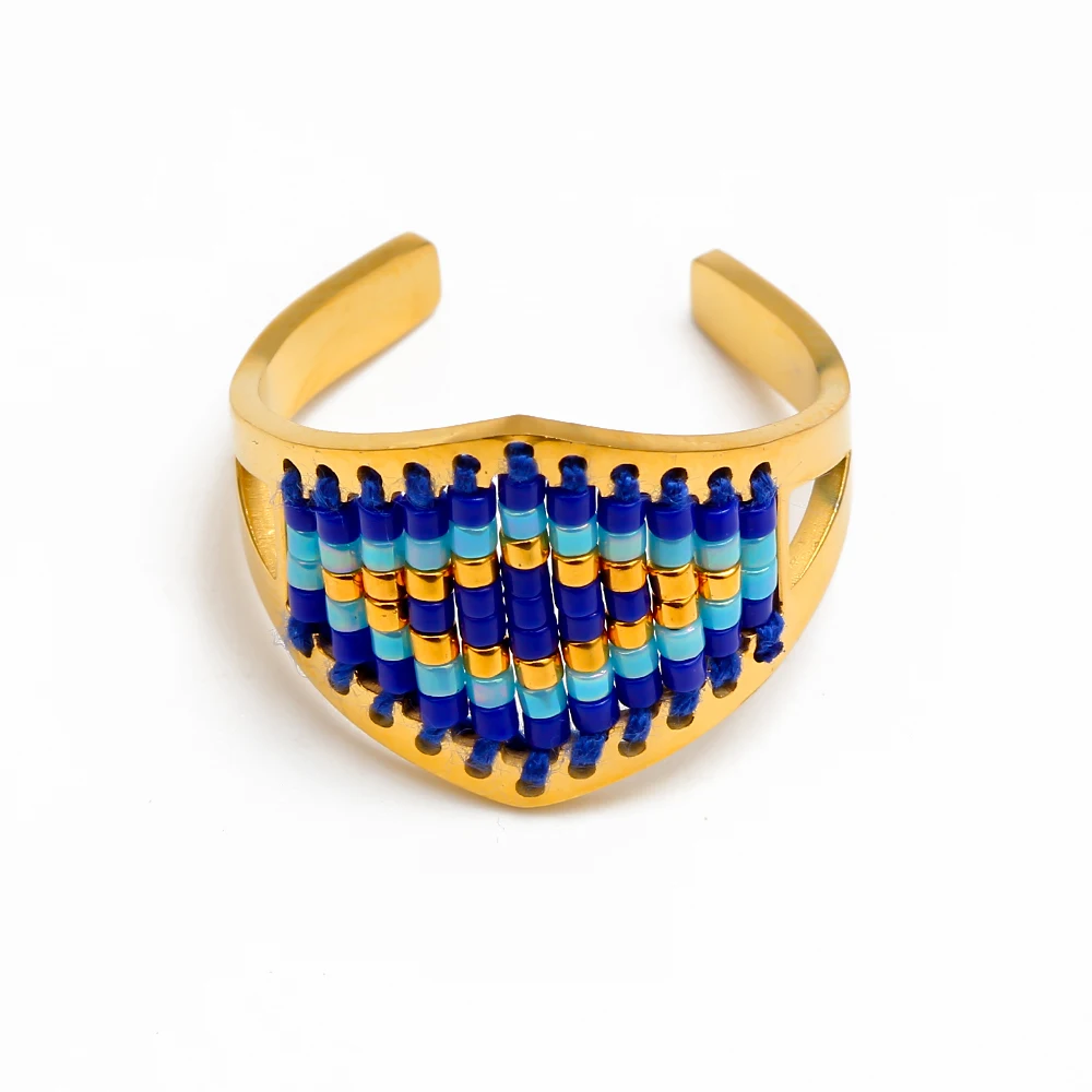 MEIBEADS 1 шт. бисер Miyuki Открытое кольцо для женщин Hand Mujer ручной работы геометрический узор мужские ювелирные изделия Женское кольцо подарок