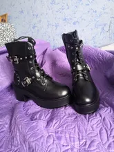 Autumn Boots Rivet Mid-Heels Punk-Style Gdgydh Black Gothic Women Sexy for Comfortable