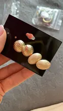 Gold-Scrub Stud-Earrings Wedding-Jewelry Oval Elegant Round Women Gift Set for 3-Pairs/Set