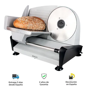 

Cortafiambre, inox, 150W, thickness regulation, food bar, lock button, anti-slip legs, professional