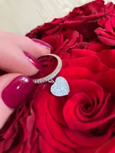 Anillo con colgante de corazón para mujer, sortija de circón blanco, oro amarillo/Blanco/oro rosa, compromiso, joyería de boda para mujer