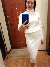 TAOVK Autumn Womens Costume Knitted  Tracksuit  Sweater + Slim Skirt Two-Piece Set