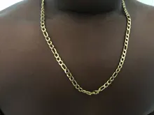 Collar de cadena Figaro para hombre, cadena larga de acero inoxidable, Color dorado, regalo de joyería, 2020