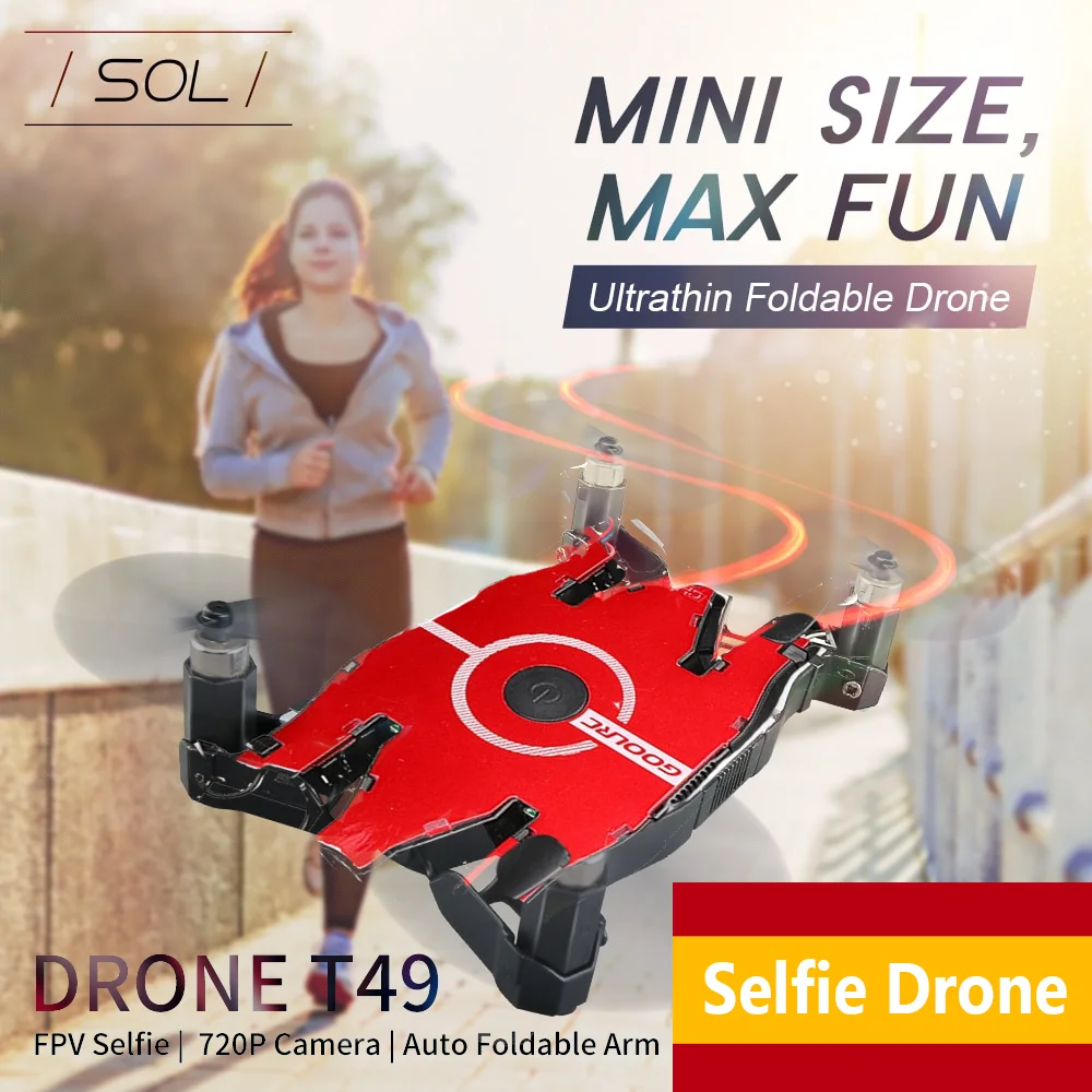 Ультратонкий Wifi FPV селфи-Дрон JJRC T49 SOL 720P камера Авто Складная рукоятка удержание