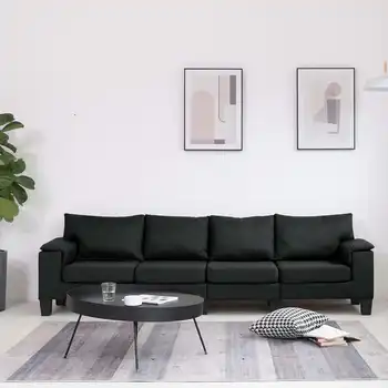 

4 seats black sofa fabric sofa