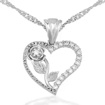 

KUTAYDAN 925 Sterling Silver in My Heart Rose Lady Necklace
