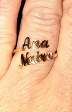 Letdiffery-anillos de doble nombre personalizados para mujer, anillos de boda ajustables de acero inoxidable, regalos de compromiso únicos