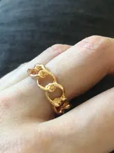 Anillo con forma de cadena chapado en oro, 7mm de ancho, Vintage, gótico, grueso, Midi, joyas antiguas, accesorio