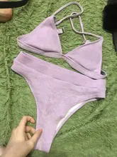 INGAGA juego de Bikini estilo Push Up trajes de baño de alta cintura traje de baño mujeres acanalado Bikini trajes de baño, Bikini brasileño púrpura 2021 bañistas